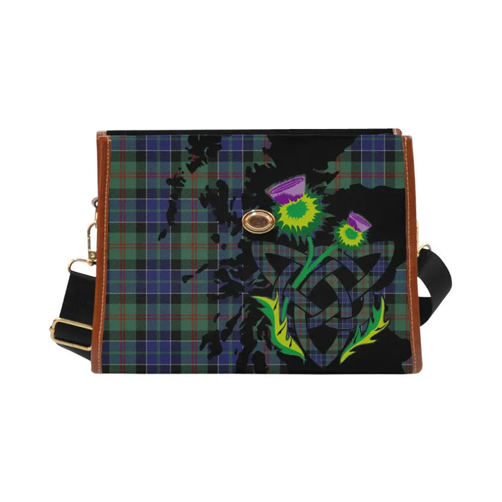 Scottish MacPhedran Clan Tartan Waterproof Canvas Bag With Thistle Tartan Plaid 2
