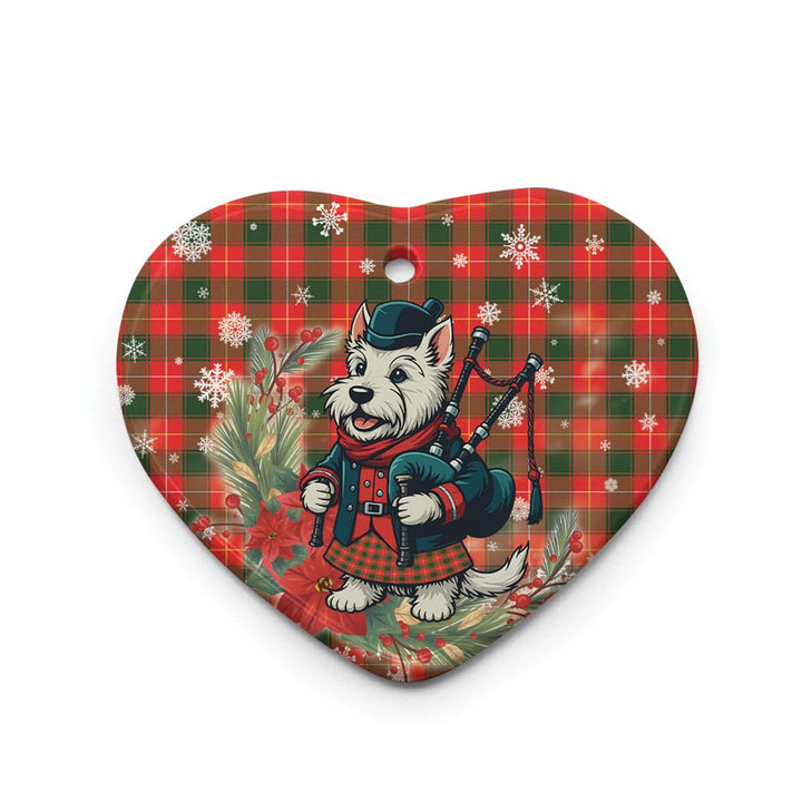 Scottish MacPhee Modern Clan Tartan Ceramic Ornament Cute Scottish Terrier Dog Heart Style Tartan Plaid