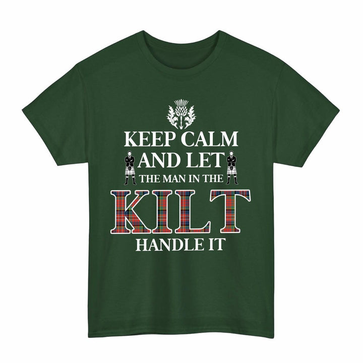 Scottish MacPherson Ancient Clan Tartan T-Shirt - Keep Calm Tartan Plaid Forest Green Color