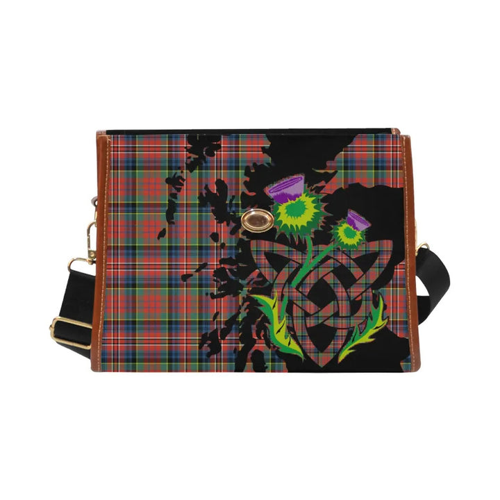 Scottish MacPherson Ancient Clan Tartan Waterproof Canvas Bag With Thistle Tartan Plaid 1