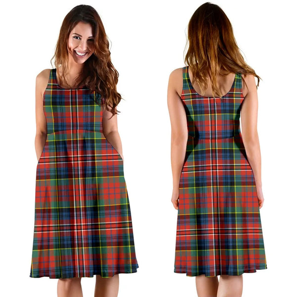 Scottish MacPherson Ancient Clan Tartan Women Midi Dress