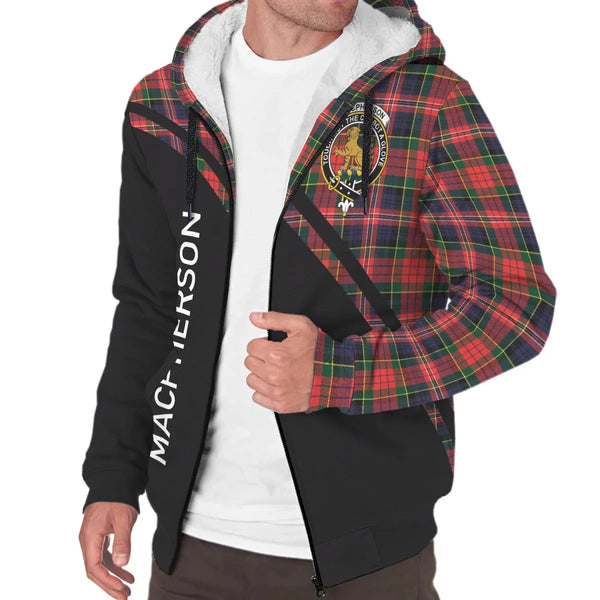 Scottish MacPherson Clan Crest Tartan Curve Sherpa Hoodie