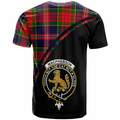 Scottish MacPherson Clan Crest Tartan Curve T-Shirt Back Side Tartan Plaid