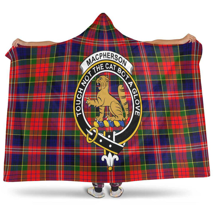 Scottish MacPherson Clan Crest Tartan Hooded Blanket Tartan Plaid 1