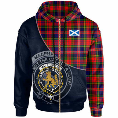 Scottish MacPherson Clan Crest Tartan Hoodie - Bend Style Zip-up Tartan Plaid