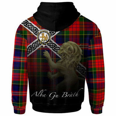 Scottish MacPherson Clan Crest Tartan Hoodie - Scotland Lion Back Side Tartan Plaid