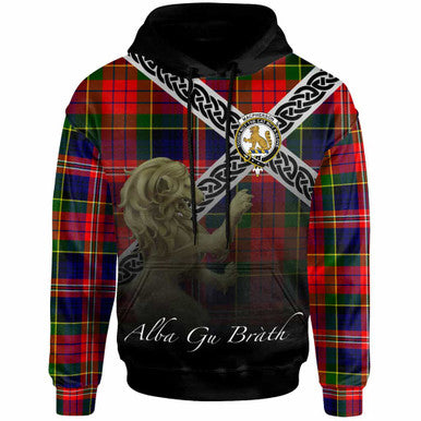 Scottish MacPherson Clan Crest Tartan Hoodie - Scotland Lion Front Side Tartan Plaid