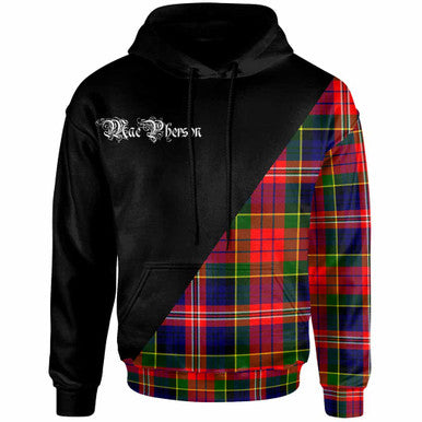 Scottish MacPherson Clan Crest Tartan Hoodie - Military Logo Front Side Tartan Plaid