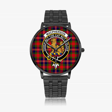 Scottish MacPherson Clan Crest Tartan Instafamous Steel Quartz Watches Tartan Plaid Black 1