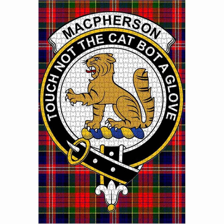 Scottish MacPherson Clan Crest Tartan Jigsaw Puzzle 1