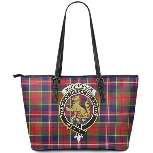 Scottish MacPherson Clan Crest Tartan Leather Tote Tartan Plaid