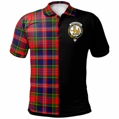 Scottish MacPherson Clan Crest Tartan Polo Shirt - Half in Me Front Side Tartan Plaid