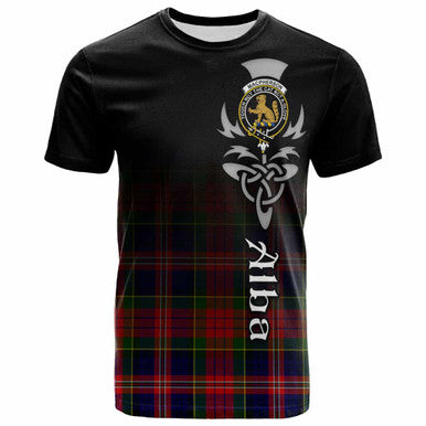 Scottish MacPherson Clan Crest Tartan T-Shirt - Alba Gu Brath Family Crest Celtic Inspired Front Side Tartan Plaid