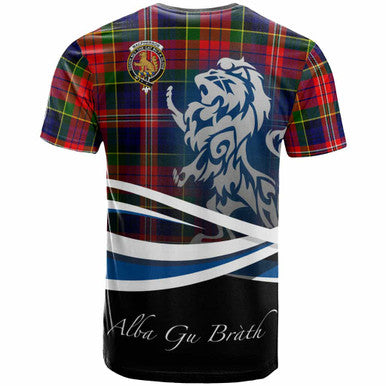Scottish MacPherson Clan Crest Tartan T-Shirt - Scotland Lion Back Side Tartan Plaid