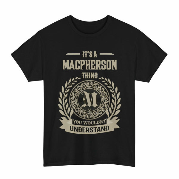 Scottish MacPherson Clan Tartan T-Shirt - Vintage Family Name Tartan Plaid Black Color