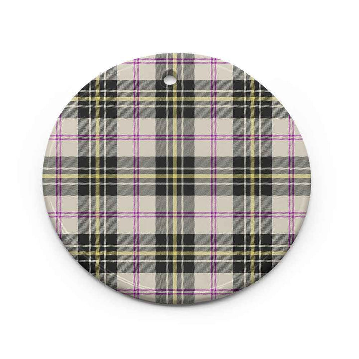 Scottish MacPherson Dress Ancient Clan Tartan Ceramic Ornament Circle Shape Tartan Plaid