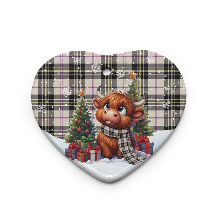 Scottish MacPherson Dress Ancient Clan Tartan Ceramic Ornament Cute Highland Cow Christmas Heart Style Tartan Plaid