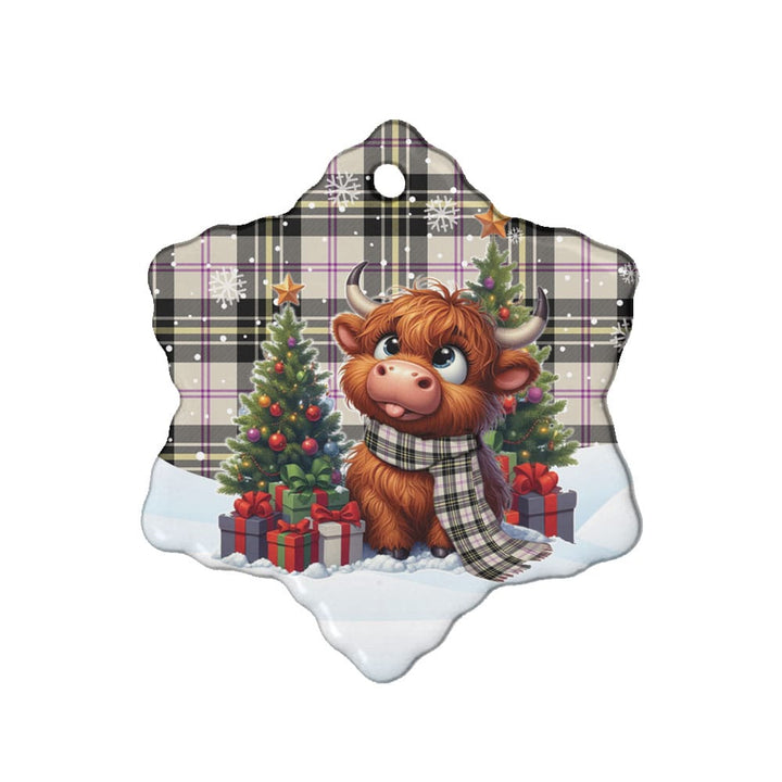 Scottish MacPherson Dress Ancient Clan Tartan Ceramic Ornament Cute Highland Cow Christmas Snow Flake Style Tartan Plaid
