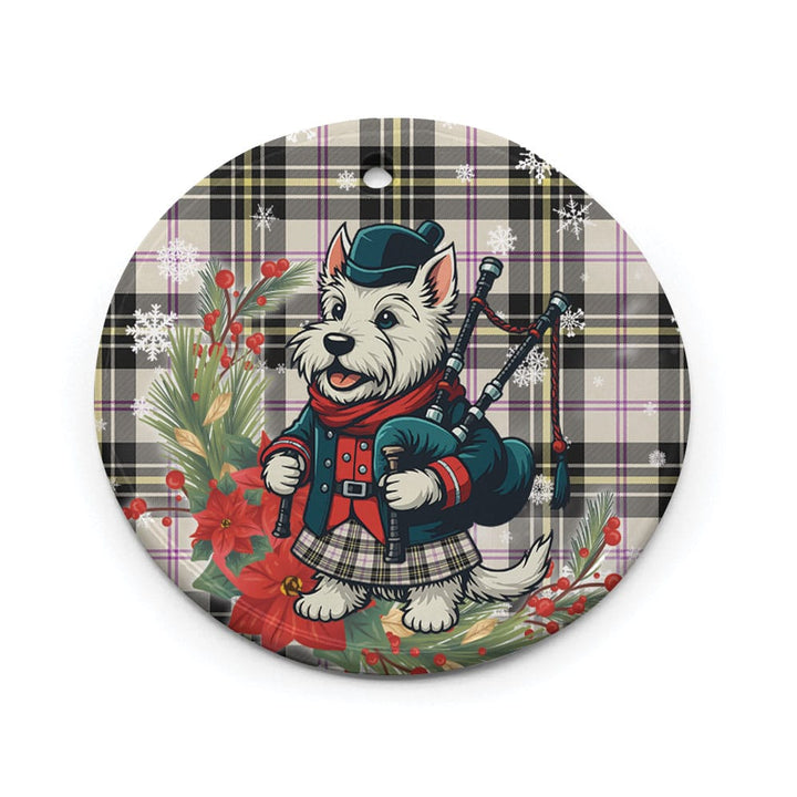 Scottish MacPherson Dress Ancient Clan Tartan Ceramic Ornament Cute Scottish Terrier Dog Circle Style Tartan Plaid