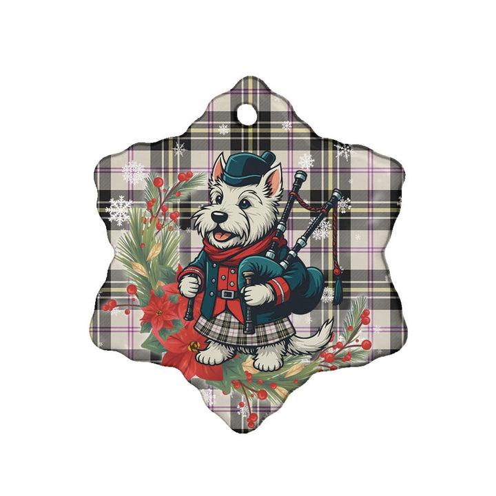 Scottish MacPherson Dress Ancient Clan Tartan Ceramic Ornament Cute Scottish Terrier Dog Snow Flake Style Tartan Plaid