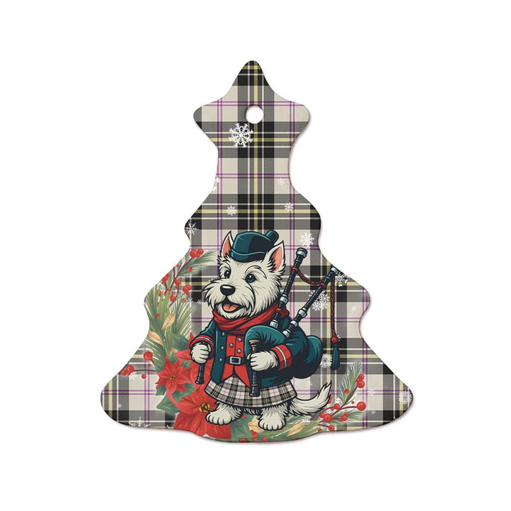 Scottish MacPherson Dress Ancient Clan Tartan Ceramic Ornament Cute Scottish Terrier Dog Tree Style Tartan Plaid