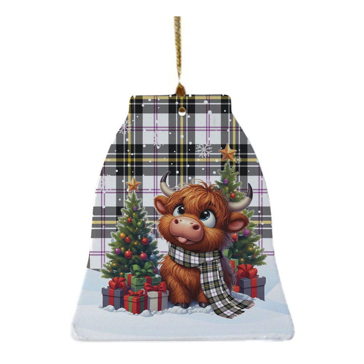 Scottish MacPherson Dress Modern Clan Tartan Ceramic Ornament Cute Highland Cow Christmas Bell Style Tartan Plaid