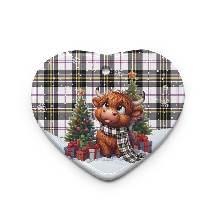 Scottish MacPherson Dress Modern Clan Tartan Ceramic Ornament Cute Highland Cow Christmas Heart Style Tartan Plaid