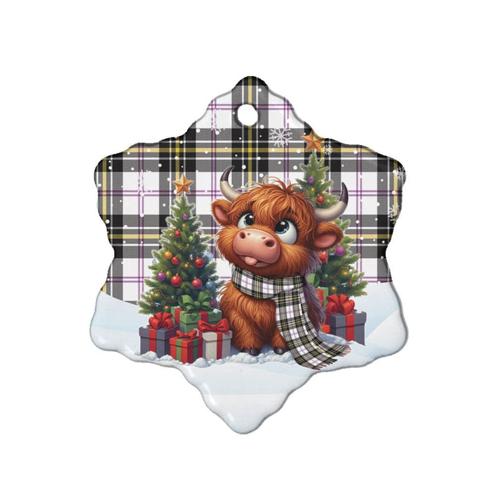Scottish MacPherson Dress Modern Clan Tartan Ceramic Ornament Cute Highland Cow Christmas Snow Flake Style Tartan Plaid