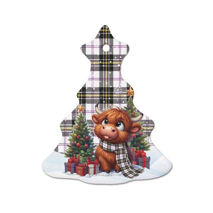 Scottish MacPherson Dress Modern Clan Tartan Ceramic Ornament Cute Highland Cow Christmas Tree Style Tartan Plaid
