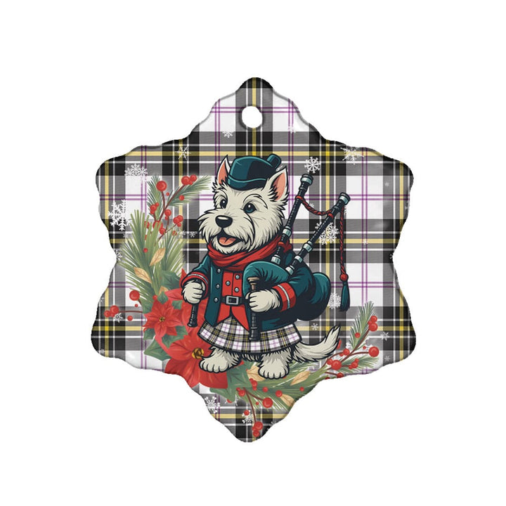 Scottish MacPherson Dress Modern Clan Tartan Ceramic Ornament Cute Scottish Terrier Dog Snow Flake Style Tartan Plaid