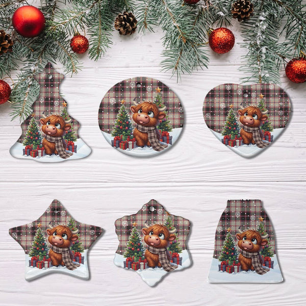 Scottish MacPherson Hunting Ancient Clan Tartan Ceramic Ornament Cute Highland Cow Christmas All Style Tartan Plaid