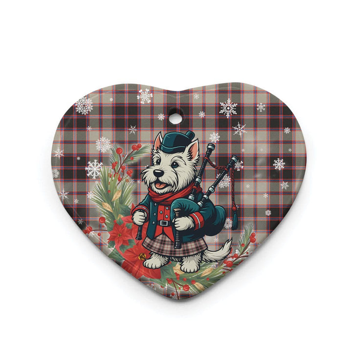 Scottish MacPherson Hunting Ancient Clan Tartan Ceramic Ornament Cute Scottish Terrier Dog Heart Style Tartan Plaid