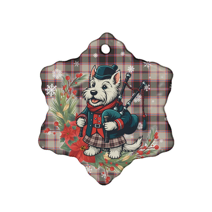 Scottish MacPherson Hunting Ancient Clan Tartan Ceramic Ornament Cute Scottish Terrier Dog Snow Flake Style Tartan Plaid