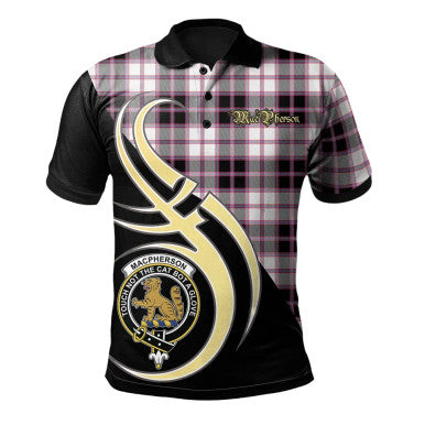 Scottish MacPherson Hunting Modern Clan Crest Tartan Polo Shirt Believe in Me Front Side Tartan Plaid