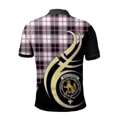 Scottish MacPherson Hunting Modern Clan Crest Tartan Polo Shirt Believe in Me Back Side Tartan Plaid