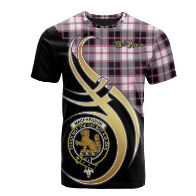 Scottish MacPherson Hunting Modern Clan Crest Tartan T-Shirt Believe in Me Front Side Tartan Plaid
