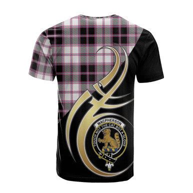 Scottish MacPherson Hunting Modern Clan Crest Tartan T-Shirt Believe in Me Back Side Tartan Plaid