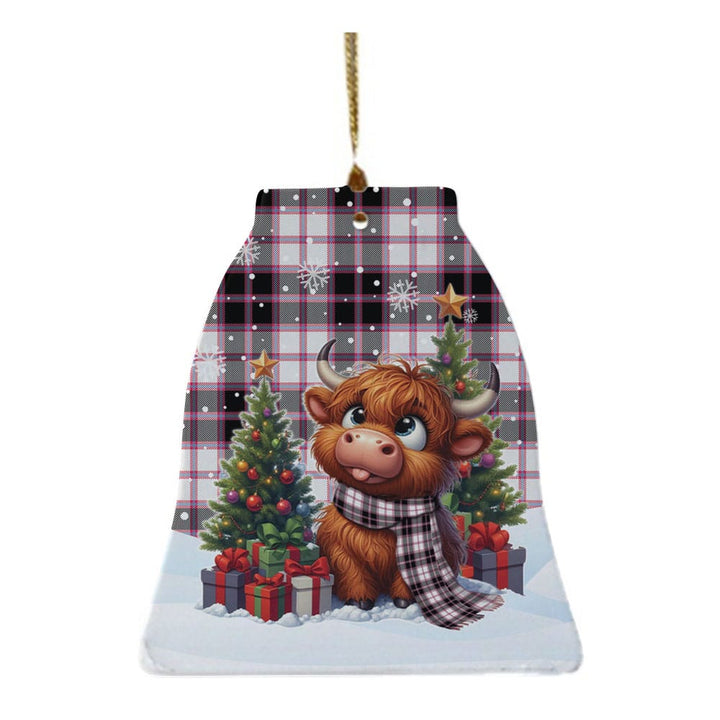 Scottish MacPherson Hunting Modern Clan Tartan Ceramic Ornament Cute Highland Cow Christmas Bell Style Tartan Plaid