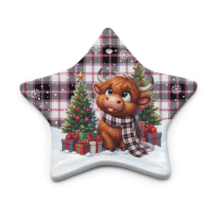 Scottish MacPherson Hunting Modern Clan Tartan Ceramic Ornament Cute Highland Cow Christmas Star Style Tartan Plaid