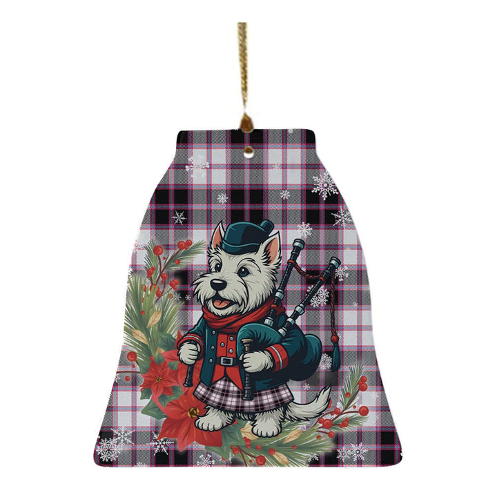 Scottish MacPherson Hunting Modern Clan Tartan Ceramic Ornament Cute Scottish Terrier Dog Bell Style Tartan Plaid