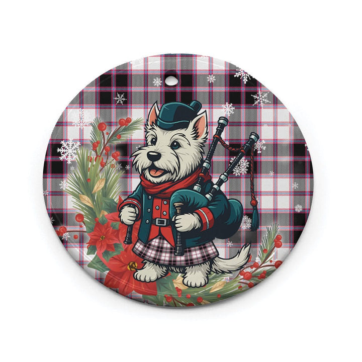 Scottish MacPherson Hunting Modern Clan Tartan Ceramic Ornament Cute Scottish Terrier Dog Circle Style Tartan Plaid