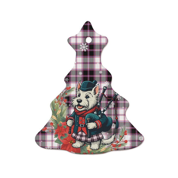 Scottish MacPherson Hunting Modern Clan Tartan Ceramic Ornament Cute Scottish Terrier Dog Tree Style Tartan Plaid
