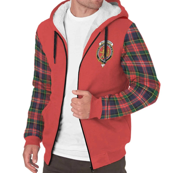 Scottish MacPherson Modern Clan Crest Tartan Plaid Sleeve Sherpa Hoodie