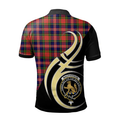 Scottish MacPherson Modern Clan Crest Tartan Polo Shirt Believe in Me Back Side Tartan Plaid