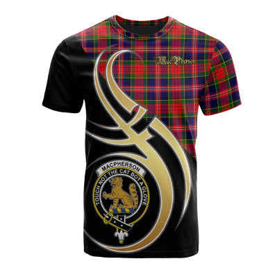 Scottish MacPherson Modern Clan Crest Tartan T-Shirt Believe in Me Front Side Tartan Plaid