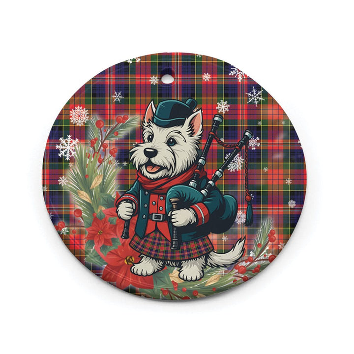 Scottish MacPherson Modern Clan Tartan Ceramic Ornament Cute Scottish Terrier Dog Circle Style Tartan Plaid
