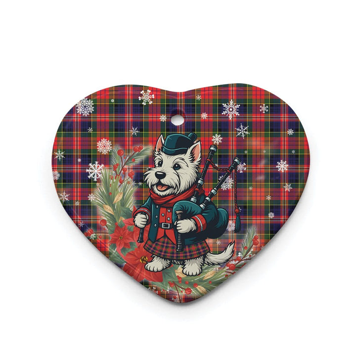 Scottish MacPherson Modern Clan Tartan Ceramic Ornament Cute Scottish Terrier Dog Heart Style Tartan Plaid