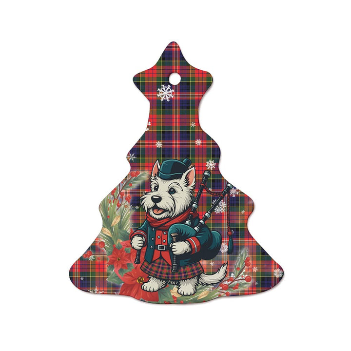 Scottish MacPherson Modern Clan Tartan Ceramic Ornament Cute Scottish Terrier Dog Tree Style Tartan Plaid