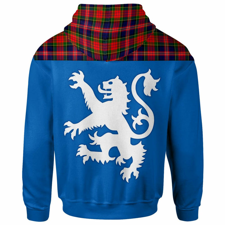 Scottish MacPherson Modern Clan Tartan Hoodie - Lion Rampant of Scotland With Flag back Side Tartan Plaid
