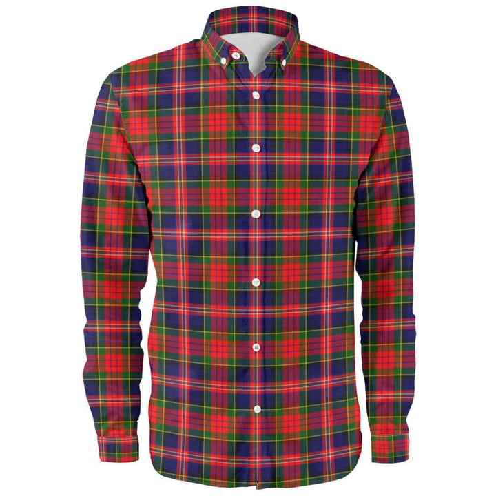 Scottish MacPherson Modern Clan Tartan Long Sleeve Shirt Front Side Tartan Plaid